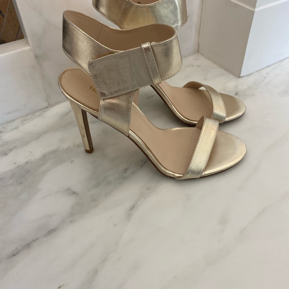 Nine West Gold heels -Velcro on the side -size 8